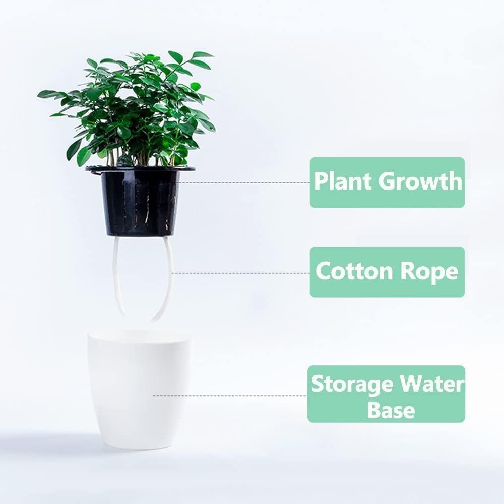 2 Pcs 3.5“ Self Watering Planter White Flower Pot, Flowers Plants, Small Mini Planter Pot, for All Plants, Herbs, African Violets, Succulents