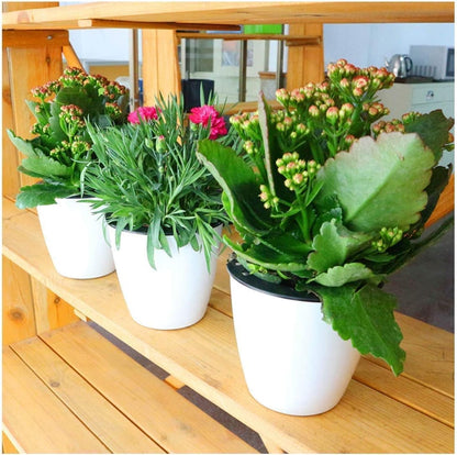 2 Pcs 3.5“ Self Watering Planter White Flower Pot, Flowers Plants, Small Mini Planter Pot, for All Plants, Herbs, African Violets, Succulents