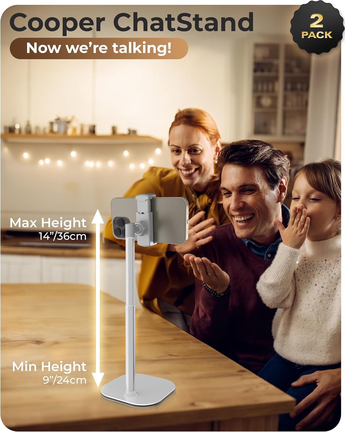 COOPER ChatStand Sturdy Cell Phone Holder, iPhone Stand for Desk, Recording