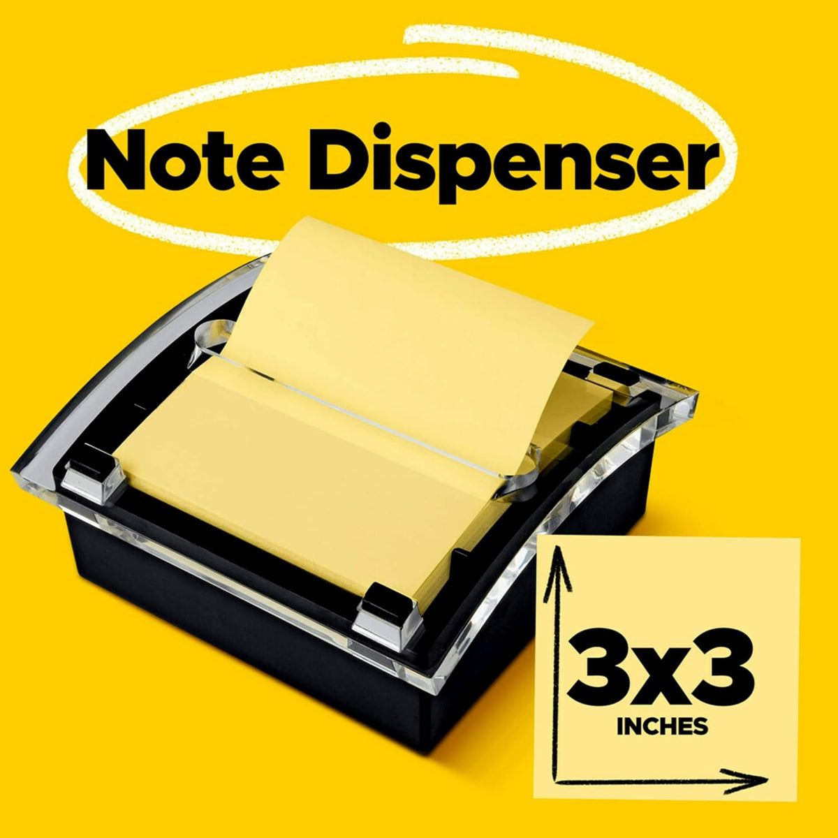 Note Dispenser, Black Base, 1 Dispenser, 1 Pad, 50 Sheets/Pad