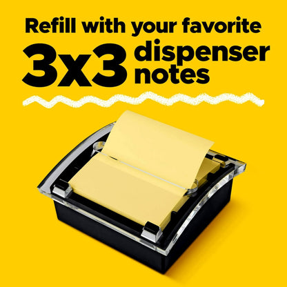 Note Dispenser, Black Base, 1 Dispenser, 1 Pad, 50 Sheets/Pad