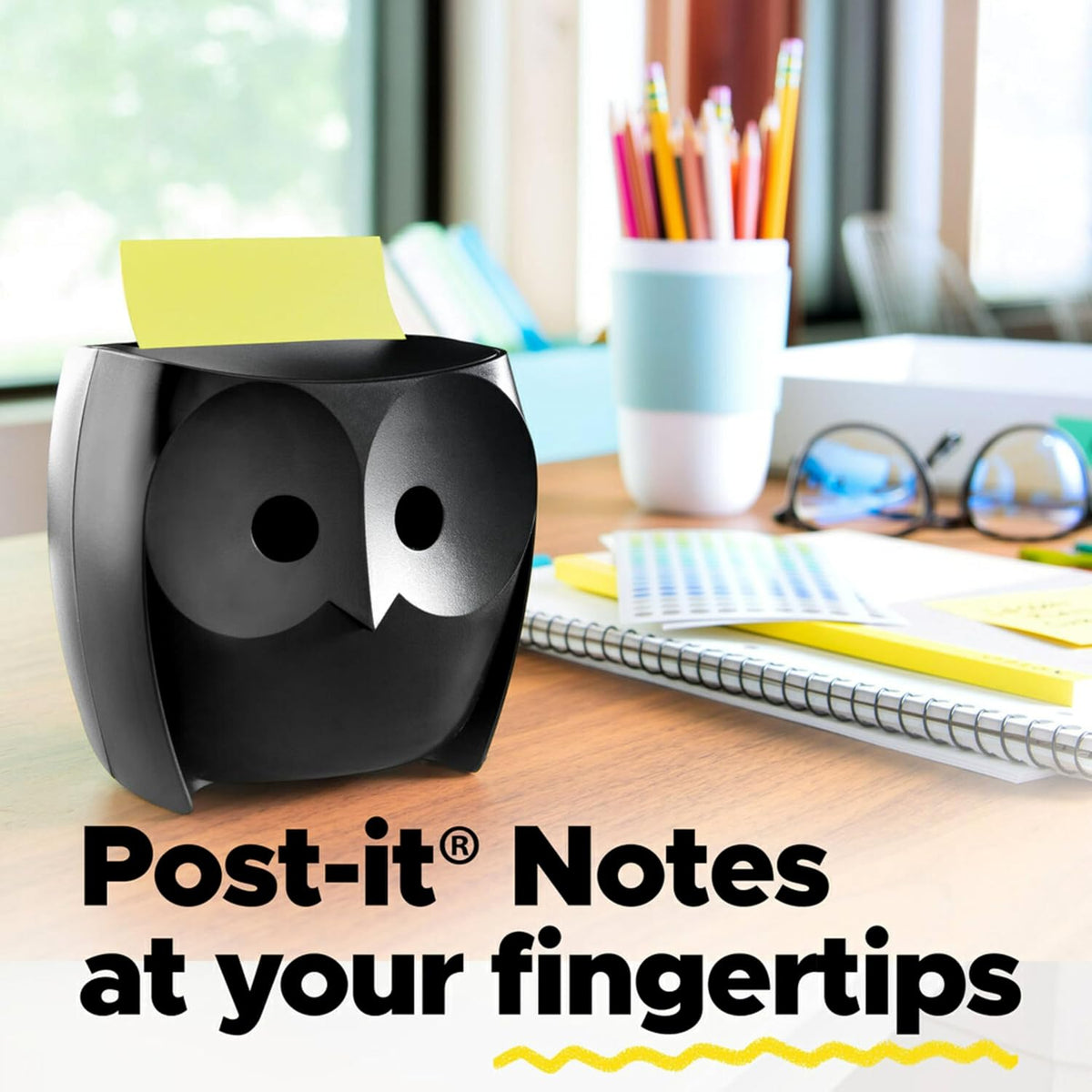 Note Dispenser, Black Base, 1 Dispenser, 1 Pad, 50 Sheets/Pad
