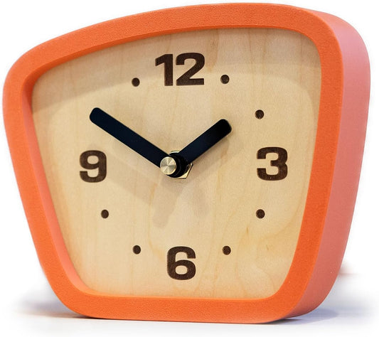Handcrafted Mid-Century Modern Desk Clock – Silent Movement Clock for Desk, Table & Mantel, No-Ticking Analog MCM Decor | Handcrafted in USA (Sedona, Classic)