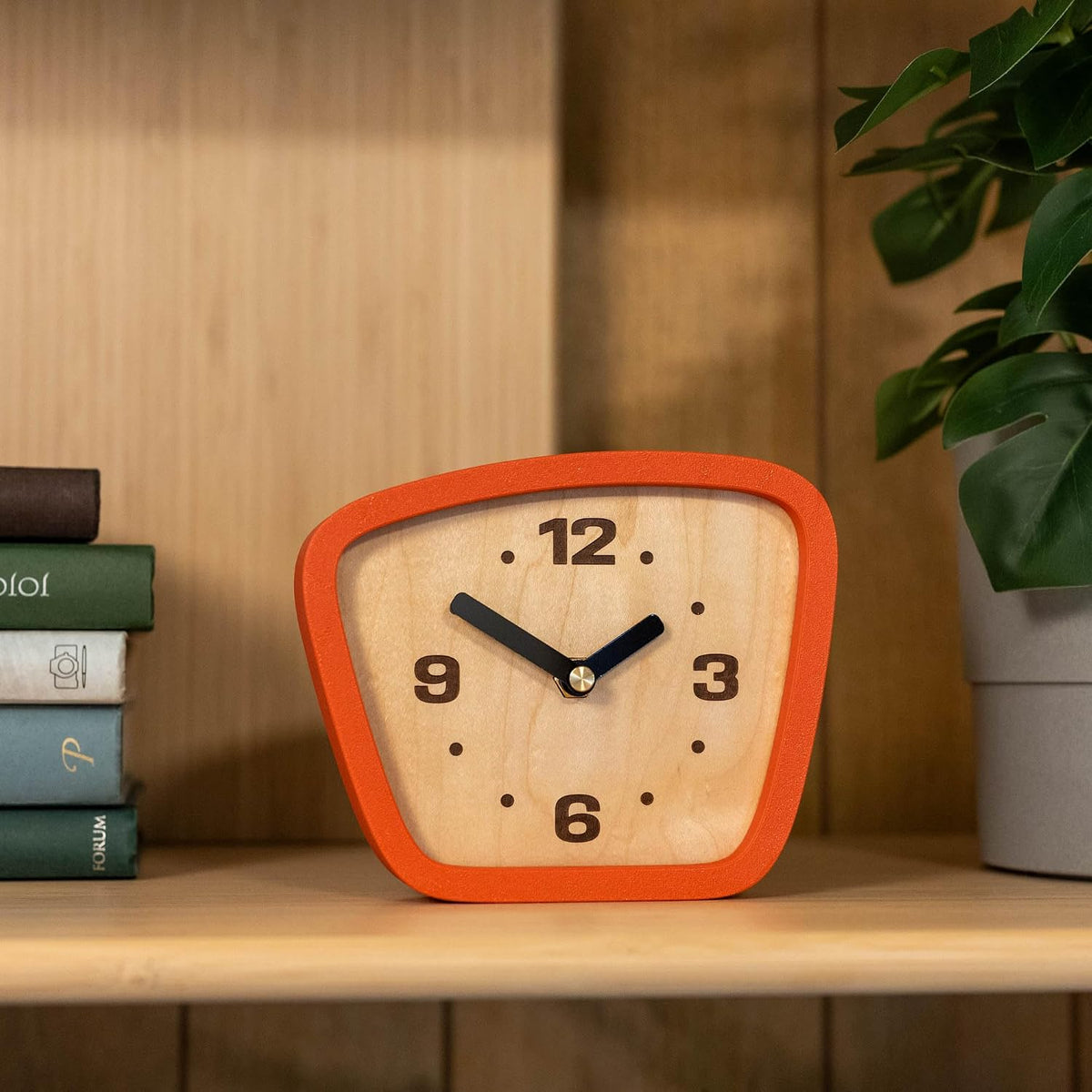 Handcrafted Mid-Century Modern Desk Clock – Silent Movement Clock for Desk, Table & Mantel, No-Ticking Analog MCM Decor | Handcrafted in USA (Sedona, Classic)