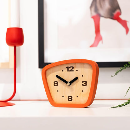 Handcrafted Mid-Century Modern Desk Clock – Silent Movement Clock for Desk, Table & Mantel, No-Ticking Analog MCM Decor | Handcrafted in USA (Sedona, Classic)