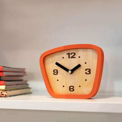 Handcrafted Mid-Century Modern Desk Clock – Silent Movement Clock for Desk, Table & Mantel, No-Ticking Analog MCM Decor | Handcrafted in USA (Sedona, Classic)