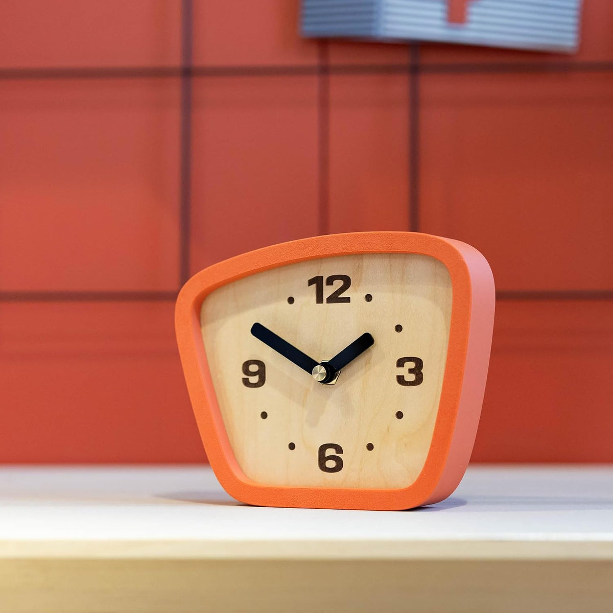 Handcrafted Mid-Century Modern Desk Clock – Silent Movement Clock for Desk, Table & Mantel, No-Ticking Analog MCM Decor | Handcrafted in USA (Sedona, Classic)