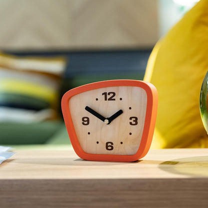 Handcrafted Mid-Century Modern Desk Clock – Silent Movement Clock for Desk, Table & Mantel, No-Ticking Analog MCM Decor | Handcrafted in USA (Sedona, Classic)
