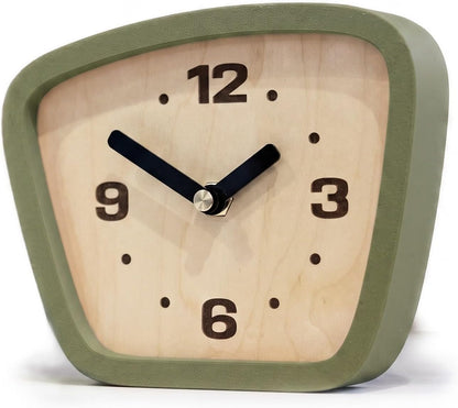 Handcrafted Mid-Century Modern Desk Clock – Silent Movement Clock for Desk, Table & Mantel, No-Ticking Analog MCM Decor | Handcrafted in USA (Sedona, Classic)