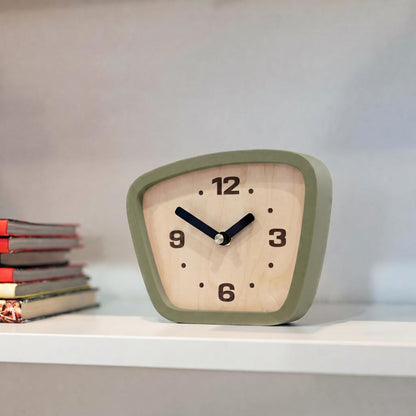 Handcrafted Mid-Century Modern Desk Clock – Silent Movement Clock for Desk, Table & Mantel, No-Ticking Analog MCM Decor | Handcrafted in USA (Sedona, Classic)