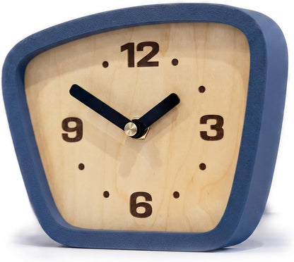 Handcrafted Mid-Century Modern Desk Clock – Silent Movement Clock for Desk, Table & Mantel, No-Ticking Analog MCM Decor | Handcrafted in USA (Sedona, Classic)