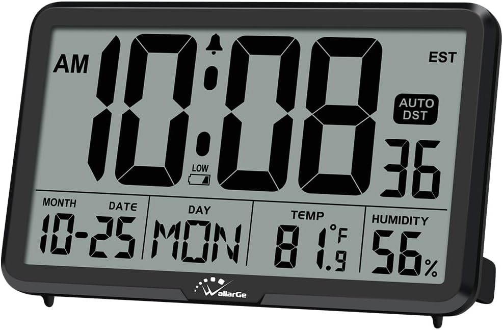 Auto Set Digital Wall Clock Battery Operated, Auto DST
