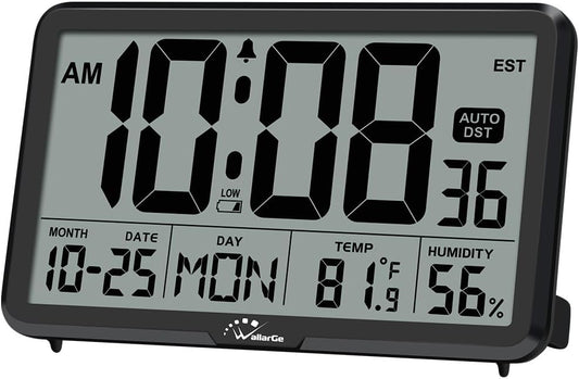 Auto Set Digital Wall Clock Battery Operated, Auto DST