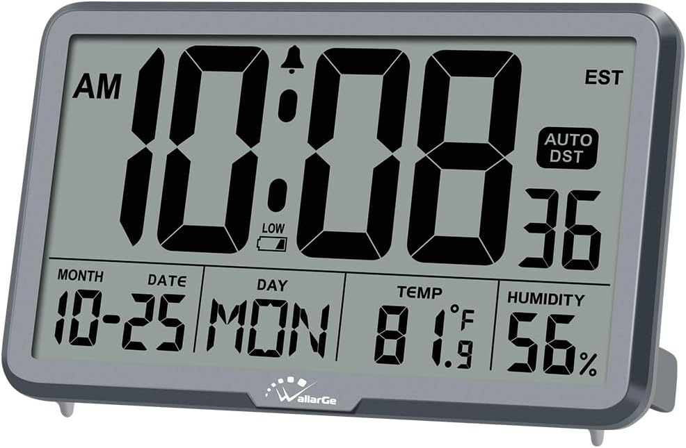 Auto Set Digital Wall Clock Battery Operated, Auto DST