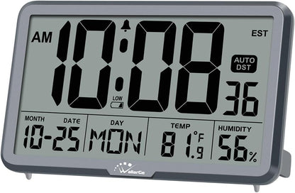 Auto Set Digital Wall Clock Battery Operated, Auto DST