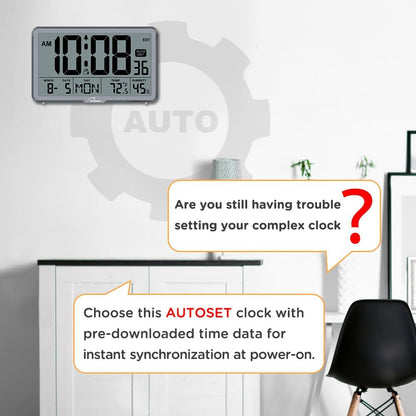 Auto Set Digital Wall Clock Battery Operated, Auto DST