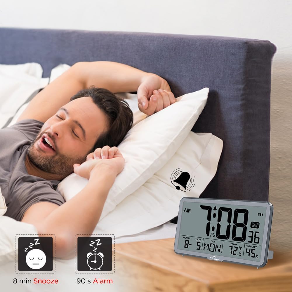 Auto Set Digital Wall Clock Battery Operated, Auto DST