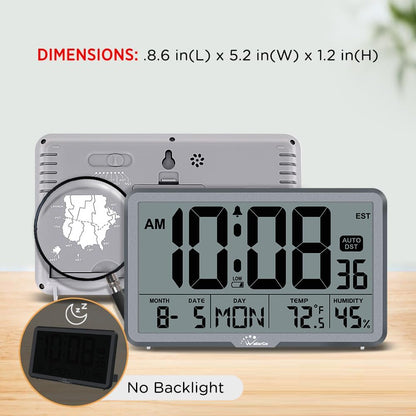 Auto Set Digital Wall Clock Battery Operated, Auto DST