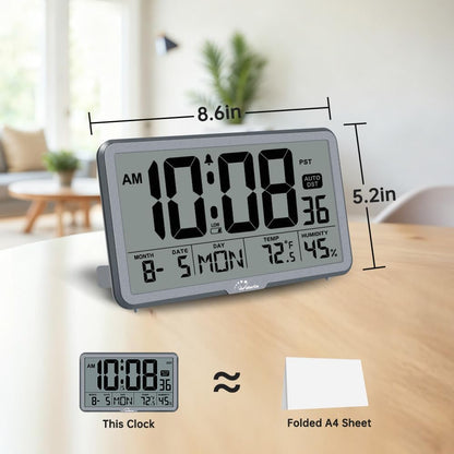 Auto Set Digital Wall Clock Battery Operated, Auto DST