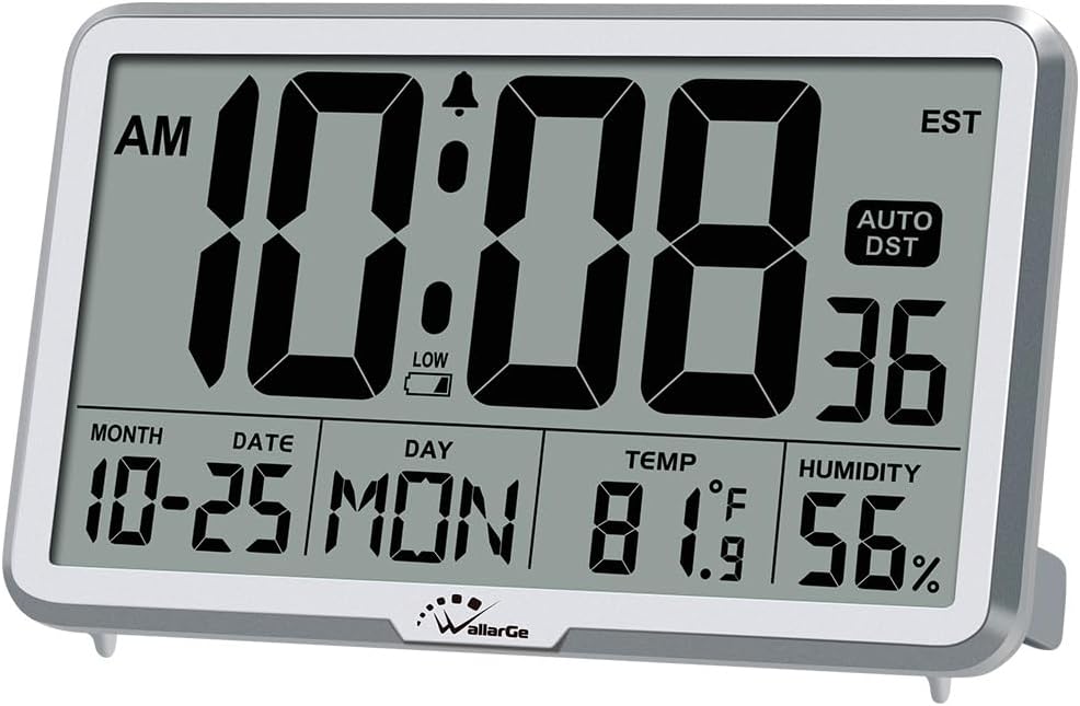 Auto Set Digital Wall Clock Battery Operated, Auto DST