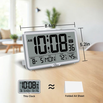 Auto Set Digital Wall Clock Battery Operated, Auto DST