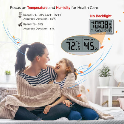 Auto Set Digital Wall Clock Battery Operated, Auto DST