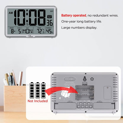 Auto Set Digital Wall Clock Battery Operated, Auto DST