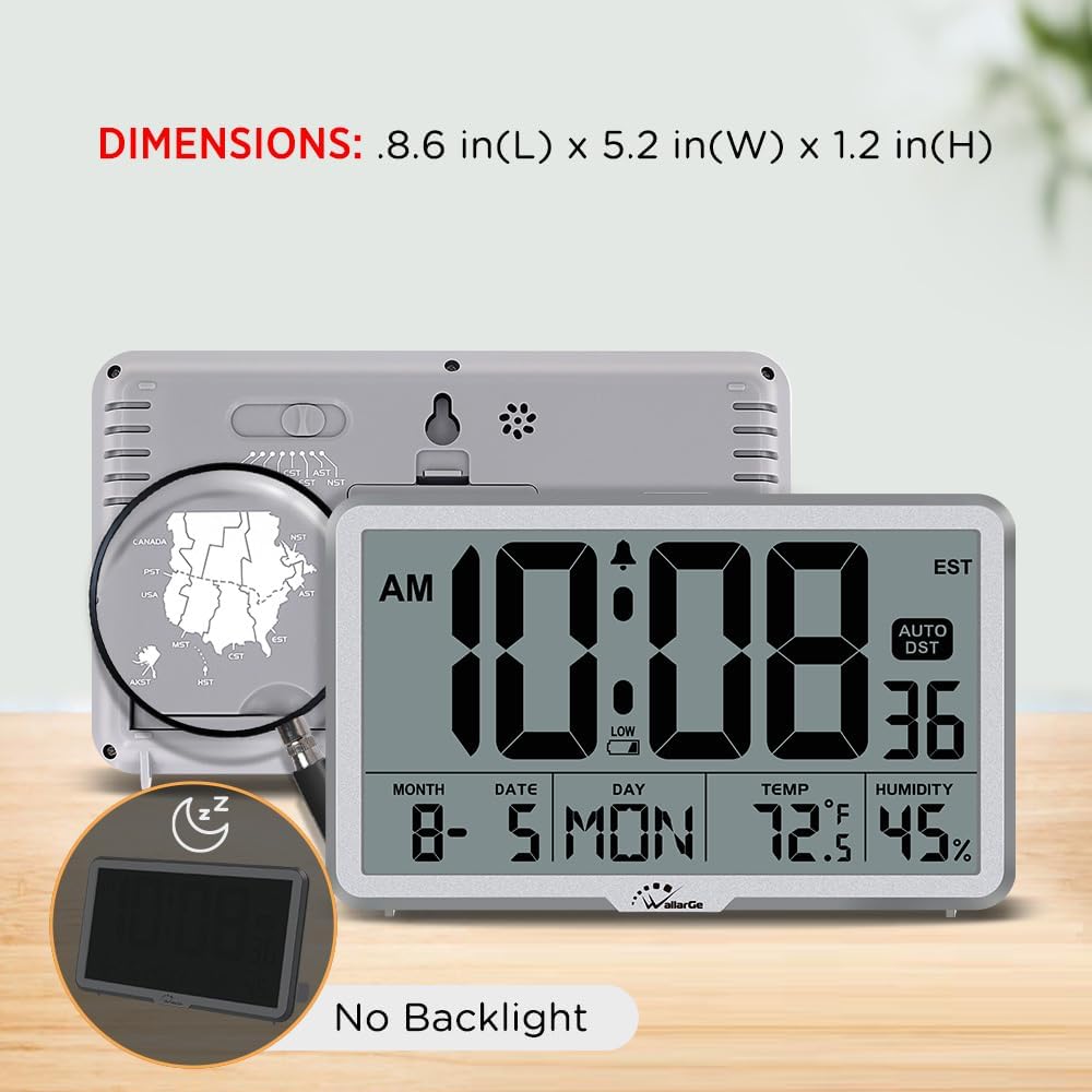 Auto Set Digital Wall Clock Battery Operated, Auto DST
