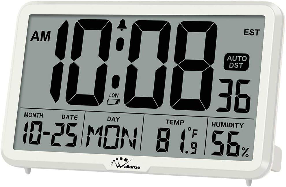 Auto Set Digital Wall Clock Battery Operated, Auto DST