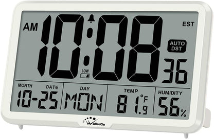 Auto Set Digital Wall Clock Battery Operated, Auto DST