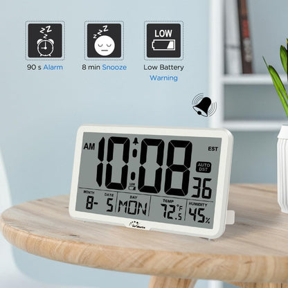 Auto Set Digital Wall Clock Battery Operated, Auto DST