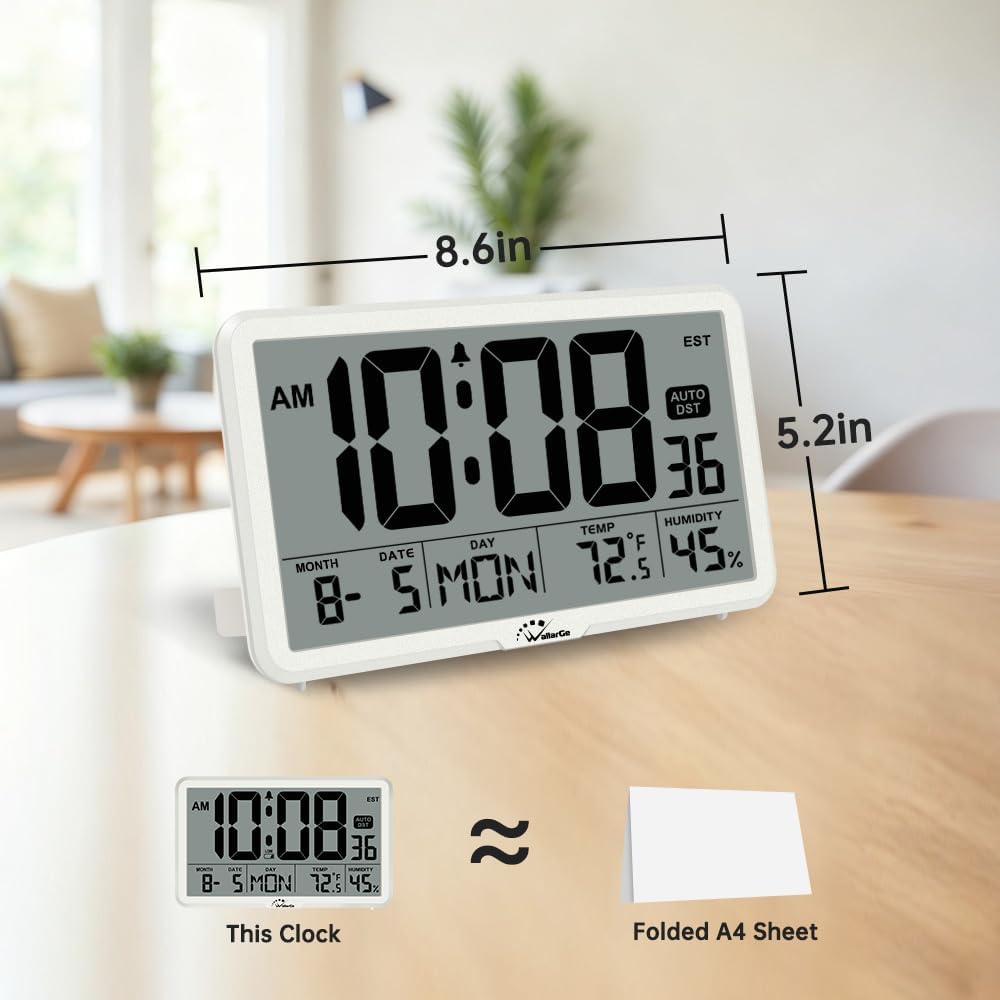 Auto Set Digital Wall Clock Battery Operated, Auto DST