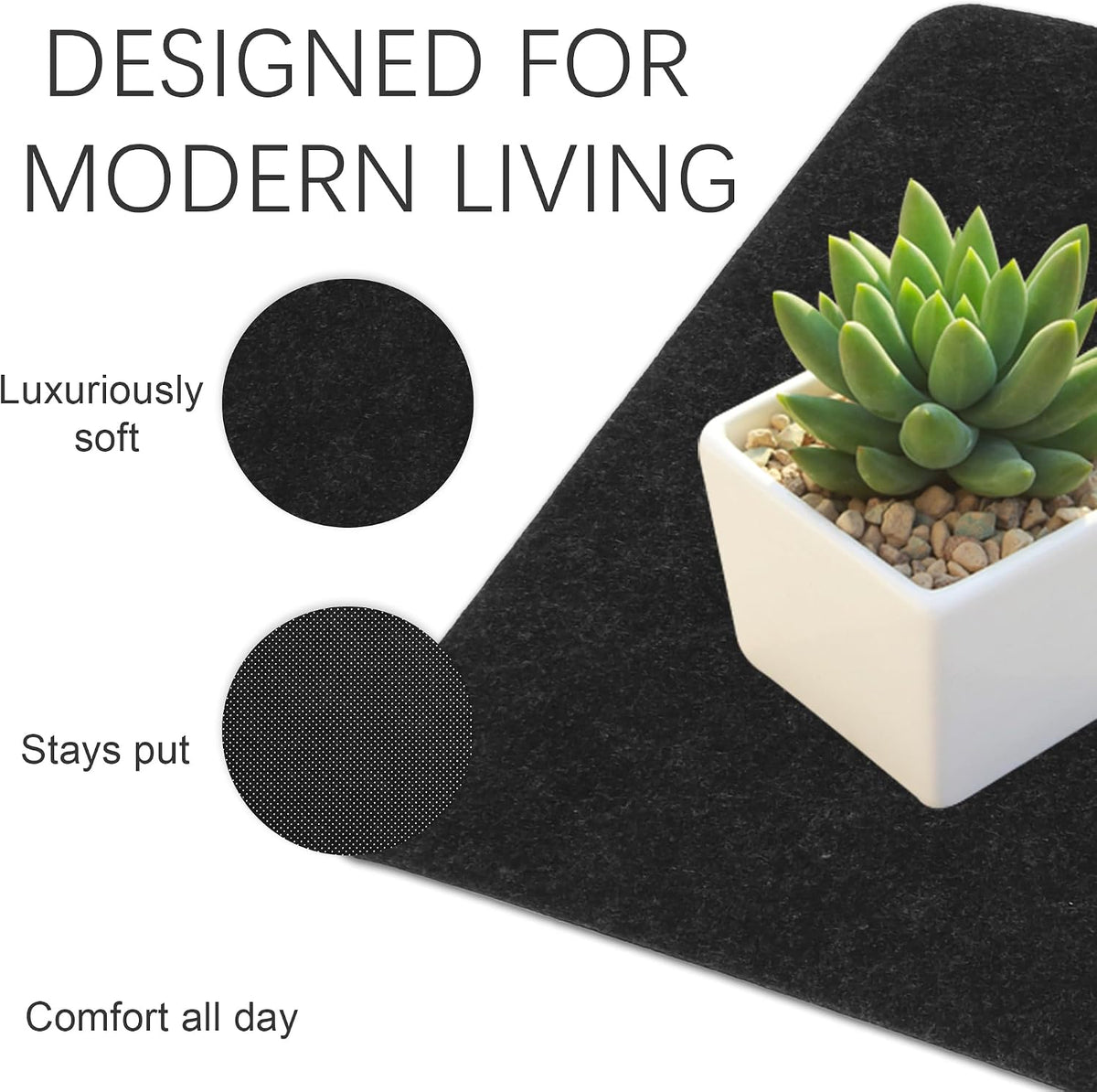 Felt Desk Mat, Non-Slip Mouse Pad, 31.5"x11.8" Black