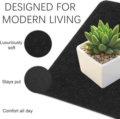 Felt Desk Mat, Non-Slip Mouse Pad, 31.5"x11.8" Black
