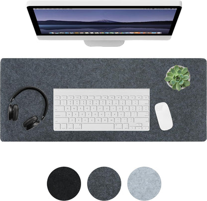Felt Desk Mat, Non-Slip Mouse Pad, 31.5"x11.8" Black