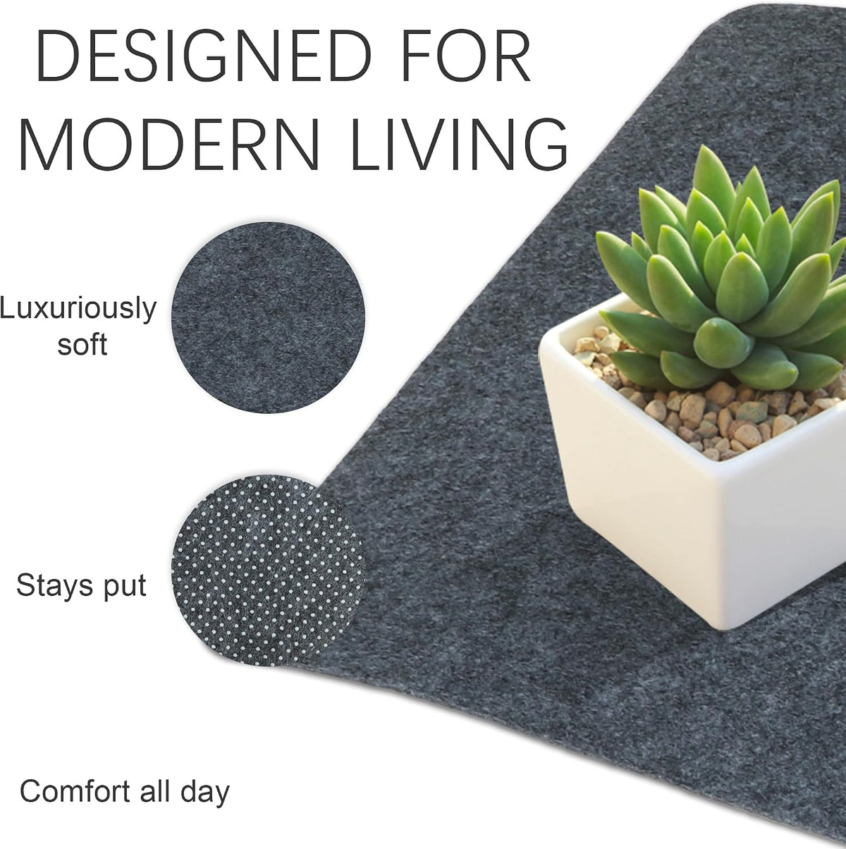 Felt Desk Mat, Non-Slip Mouse Pad, 31.5"x11.8" Black
