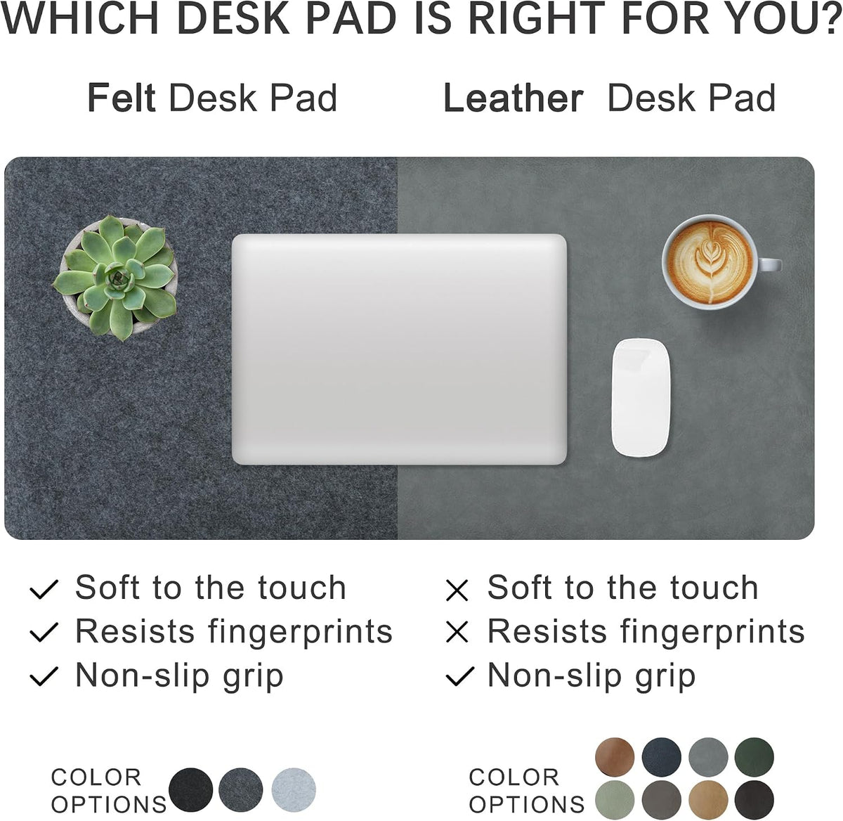 Felt Desk Mat, Non-Slip Mouse Pad, 31.5"x11.8" Black