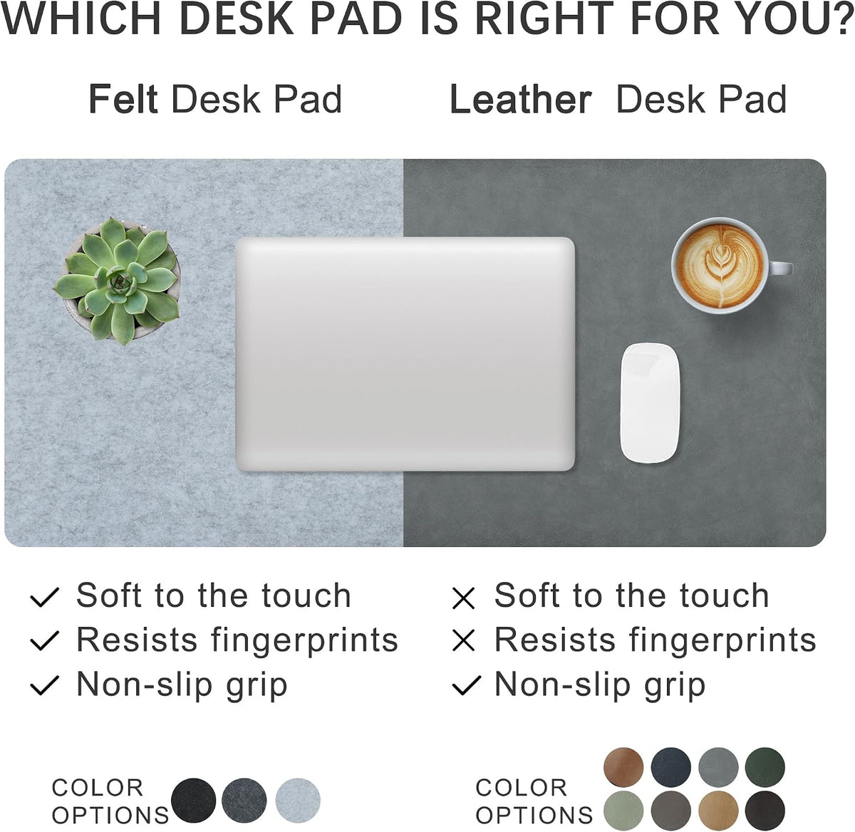 Felt Desk Mat, Non-Slip Mouse Pad, 31.5"x11.8" Black