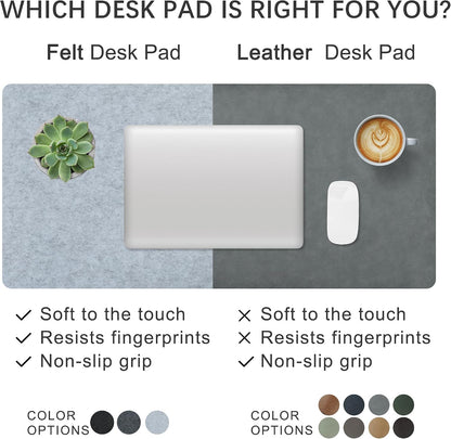 Felt Desk Mat, Non-Slip Mouse Pad, 31.5"x11.8" Black