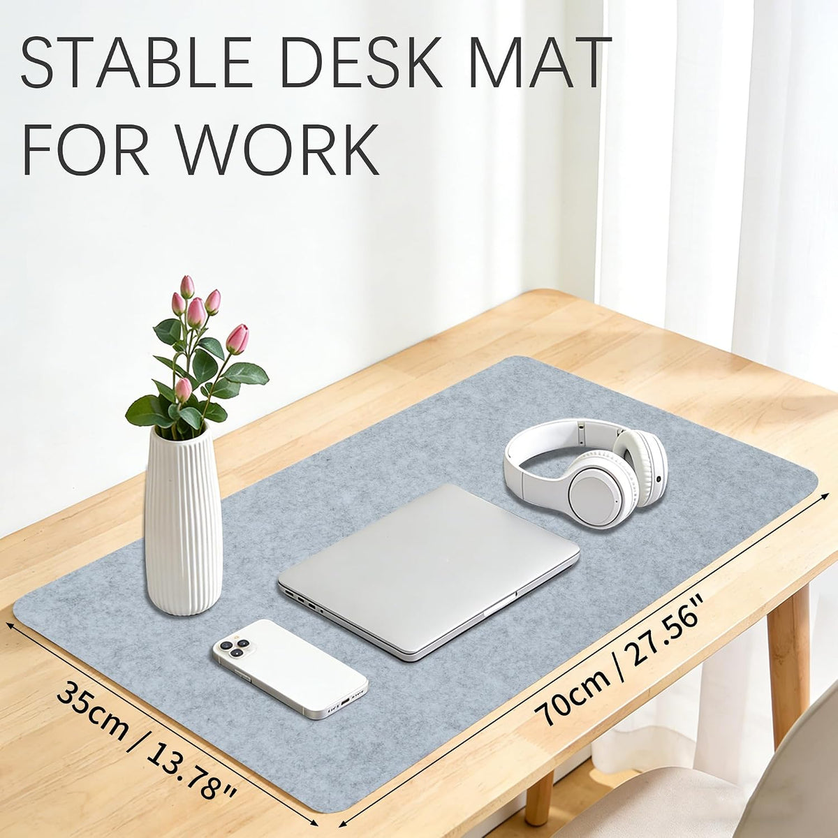 Felt Desk Mat, Non-Slip Mouse Pad, 31.5"x11.8" Black