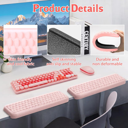 Arm Rest for Desk, L-Shaped Memory Foam Elbow Pads with Non-Slip Base, 2-Piece Ergonomic Desk Edge Cushion & Wrist Rest for Mouse & Keyboard, Desk Arm Support for Office, Gaming & Home (Pink)