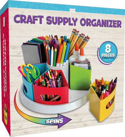 Rotating Art Supply Organizer - Crayon, Marker & Pencil Storage Solution for School Teachers & Classroom Crafts - Rotating Desk Organizer Caddy