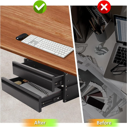 18 inch Under Desk Drawer, Adjustable Pull Out Storage Organizer