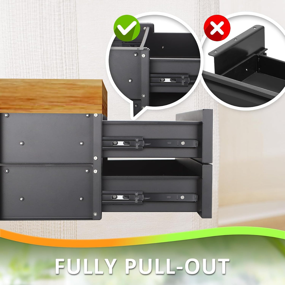 18 inch Under Desk Drawer, Adjustable Pull Out Storage Organizer