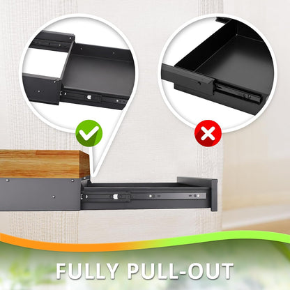 18 inch Under Desk Drawer, Adjustable Pull Out Storage Organizer