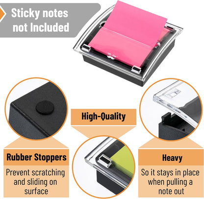 Pop Up Sticky Note Dispenser, 3" x 3", Black, Sticky Note Dispenser