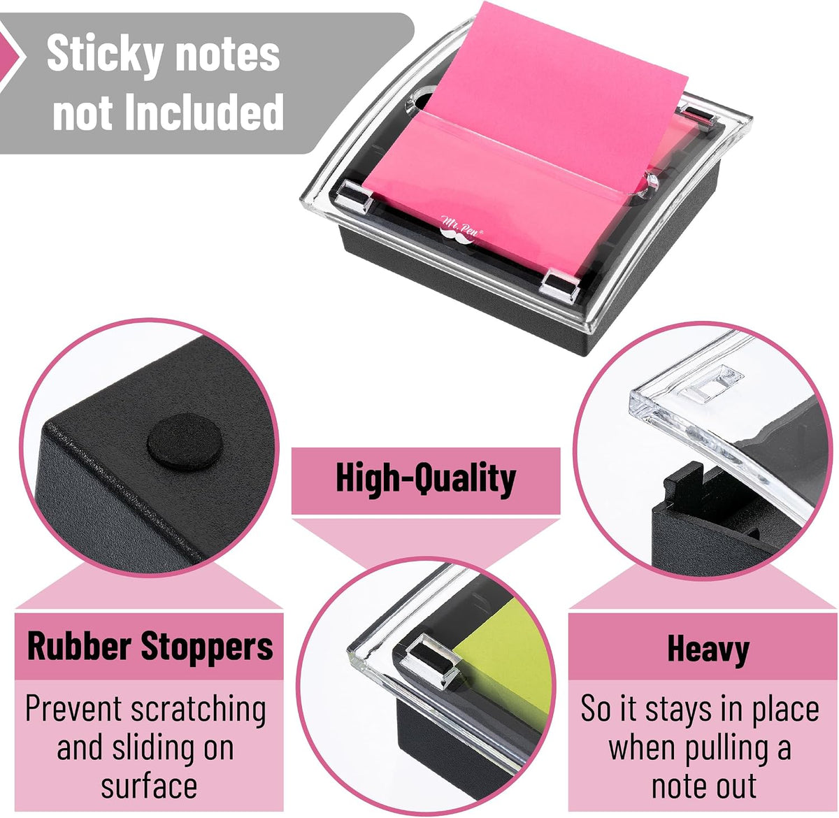 Pop Up Sticky Note Dispenser, 3" x 3", Black, Sticky Note Dispenser