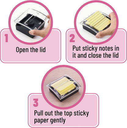 Pop Up Sticky Note Dispenser, 3" x 3", Black, Sticky Note Dispenser