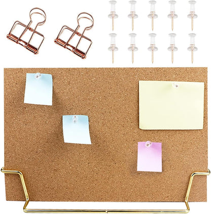 1 Set Cork Board Bulletin Board with Stand, Desktop Double Sided Message Memo Picture Board for Home Office School, Small Cork Board for Desk with Pushpins（12.6 x 9 inch）