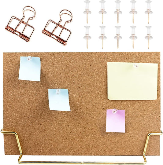 1 Set Cork Board Bulletin Board with Stand, Desktop Double Sided Message Memo Picture Board for Home Office School, Small Cork Board for Desk with Pushpins（12.6 x 9 inch）